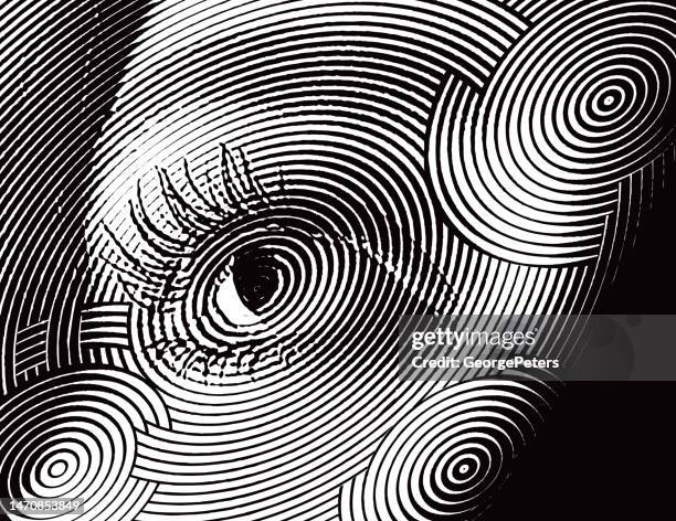 close up of beautiful female eye - paranormal stock illustrations