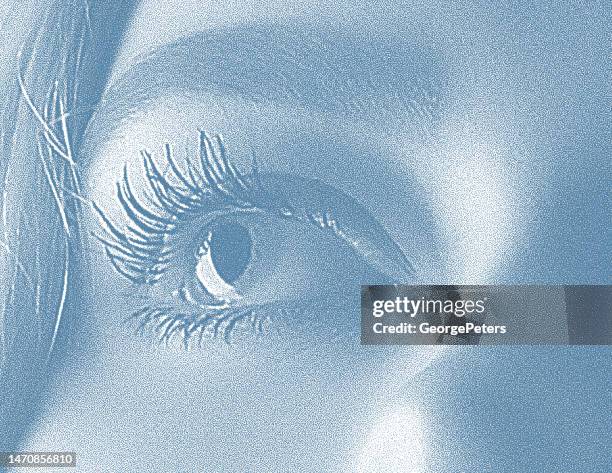 close up of beautiful female eye - 20 20 vision stock illustrations