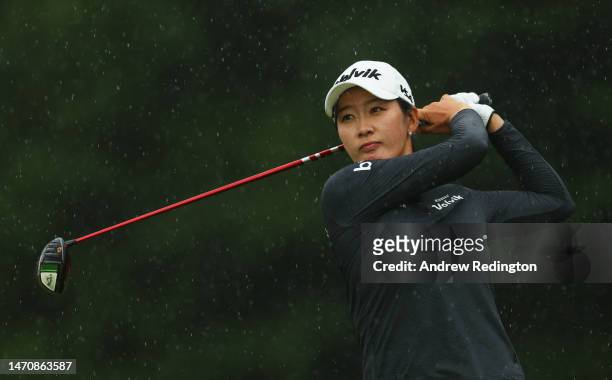 Chella Choi of South Korea tees off on the eleventh hole during Day Two of the HSBC Women's World Championship at Sentosa Golf Club on March 03, 2023...