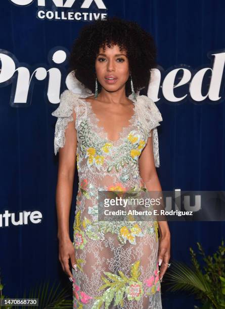 Kerry Washington attends the Los Angeles Premiere Of Hulu's "UnPrisoned" on March 02, 2023 in Hollywood, California.