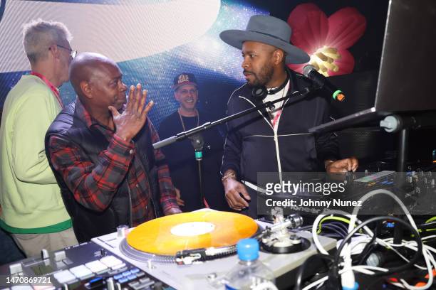 Dave Chappelle and D-Nice appear onstage at De La Soul’s The DA.I.S.Y. Experience, produced in conjunction with Amazon Music, at Webster Hall on...
