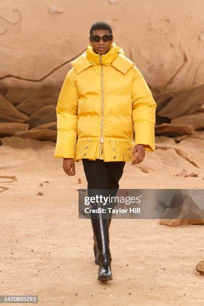 Model walks the runway during the Off-White Womenswear Fall Winter 2023-2024 show as part of Paris Fashion Week on March 02, 2023 in Paris, France.