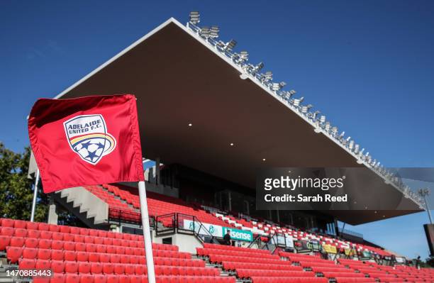 General View during the round 19 A-League Men's match between Adelaide United and Melbourne City at Coopers Stadium, on March 03 in Adelaide,...