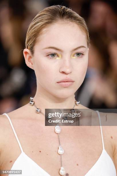 Headshot detail during the Chloé Womenswear Fall Winter 2023-2024 show as part of Paris Fashion Week on March 2, 2023 in Paris, France.