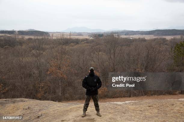 North Korea's propaganda village of Gijungdong is seen from a South Korea's observation post inside the demilitarized zone separating South and North...