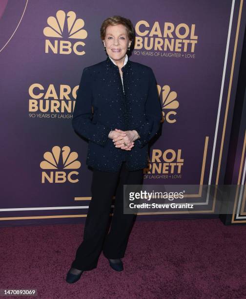 Julie Andrews arrives at the NBC's "Carol Burnett: 90 Years Of Laughter + Love" Birthday Special at Avalon Hollywood & Bardot on March 02, 2023 in...