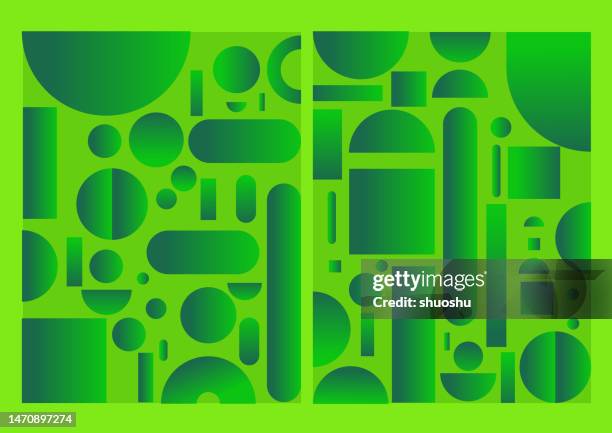 Abstract Bright Modern Total Green Random Geometric Shapes Poster ...