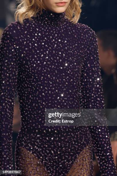 Clothing detail during the Isabel Marant Womenswear Fall Winter 2023-2024 show as part of Paris Fashion Week on March 2, 2023 in Paris, France.