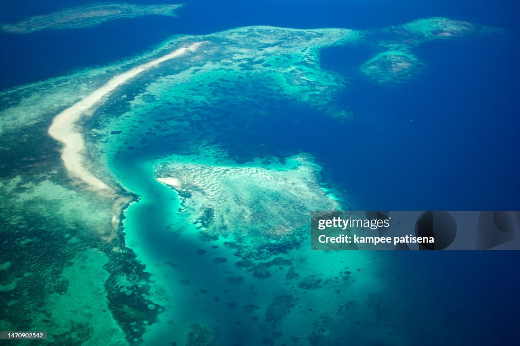 Aerial shot of Tropical Island