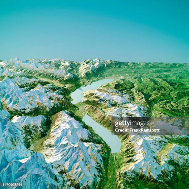 ブリエンツ湖地形図3dビューカラー - interlaken ストックフォトと画像