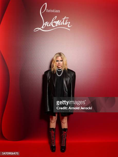 Avril Lavigne attends "The Loubi Show" as part of Paris Fashion Week on March 02, 2023 in Paris, France.