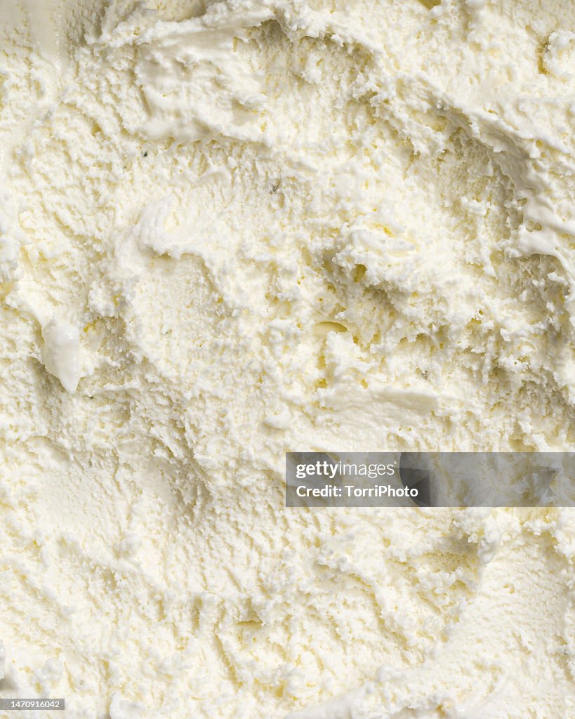 Full frame texture background of white vanilla ice cream