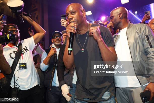 Dave Chappelle speaks onstage at De La Soul’s The DA.I.S.Y. Experience, produced in conjunction with Amazon Music, at Webster Hall on March 02, 2023...