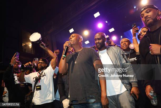 Dave Chappelle speaks onstage at De La Soul’s The DA.I.S.Y. Experience, produced in conjunction with Amazon Music, at Webster Hall on March 02, 2023...