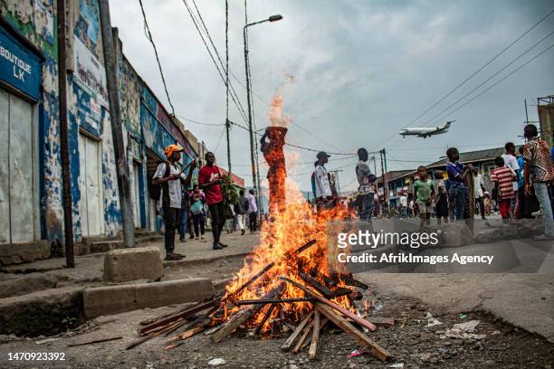 Ville morte organised by pressure groups and citizen movements in Goma , 6 February 2023. The Congolese demonstrators wanted to cross the border to...