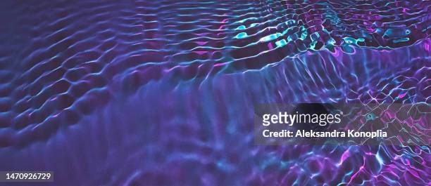 banner with ethereal dark holographic purple, pink, turquoise, mint green transparent water surface texture with ripples, splashes, waves - crazy holiday models stock pictures, royalty-free photos & images