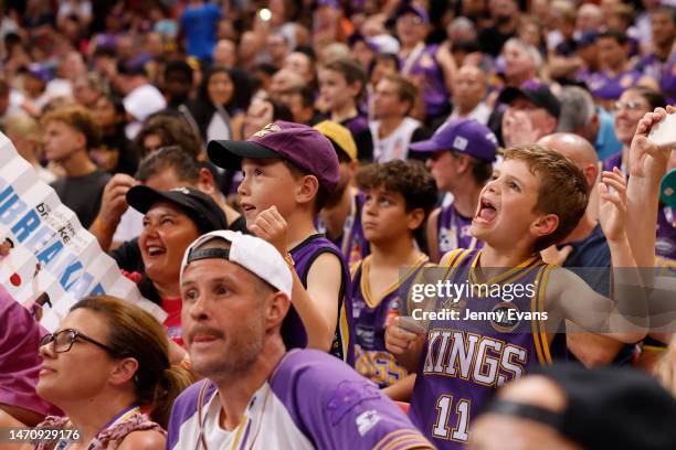General view of crowd during game one of the NBL Grand Final series between Sydney Kings and New Zealand Breakers at Qudos Bank Arena, on March 03 in...