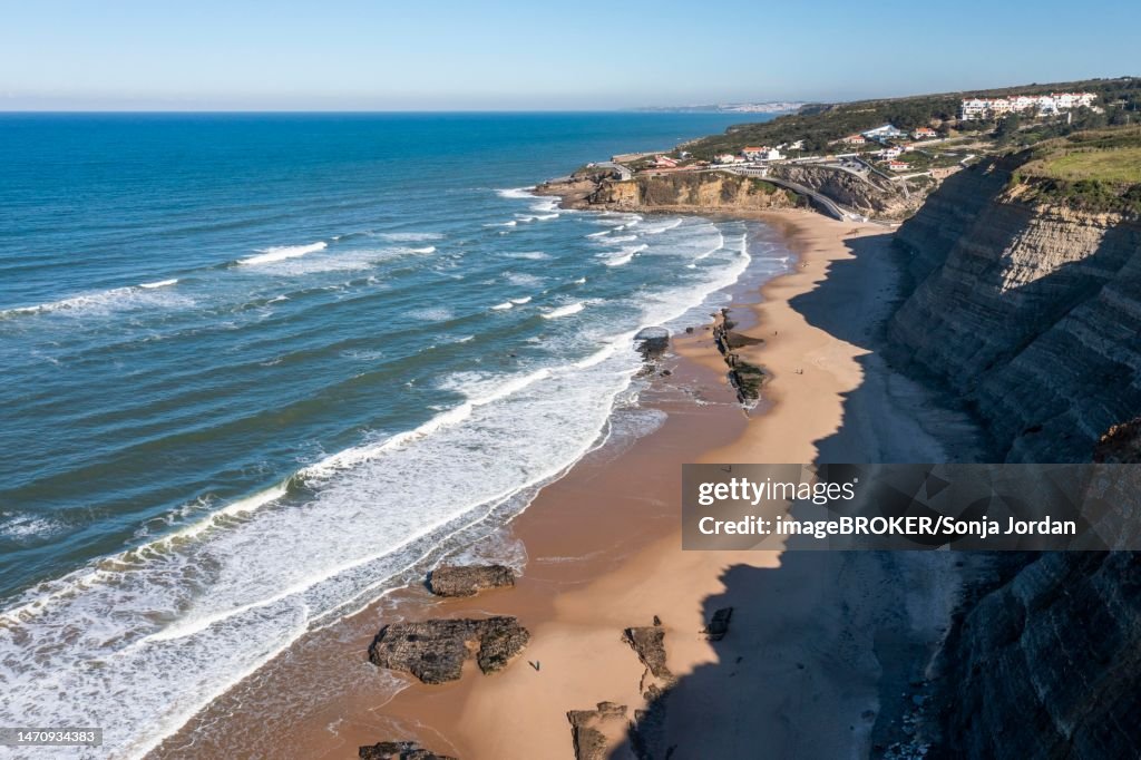 Aerial View Surf And Waves At Praia Do Magoito Beach Magoito Portugal aerial-view-surf-and-waves-at-praia-do-magoito-beach-magoito-portugal