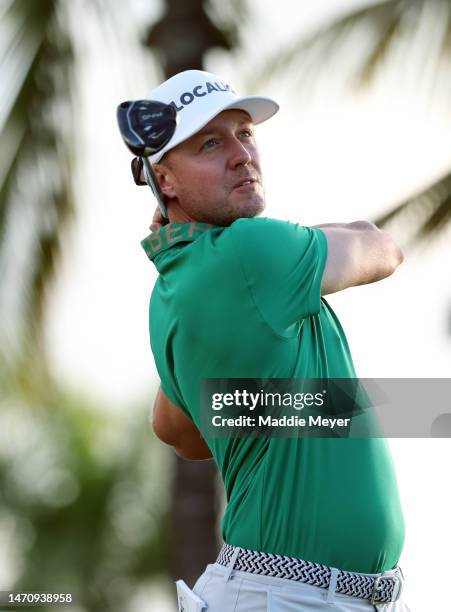 Jonas Blixt of Sweden hits his first shot on the 10th hole during the second round of the Puerto Rico Open at Grand Reserve Golf Club on March 03,...