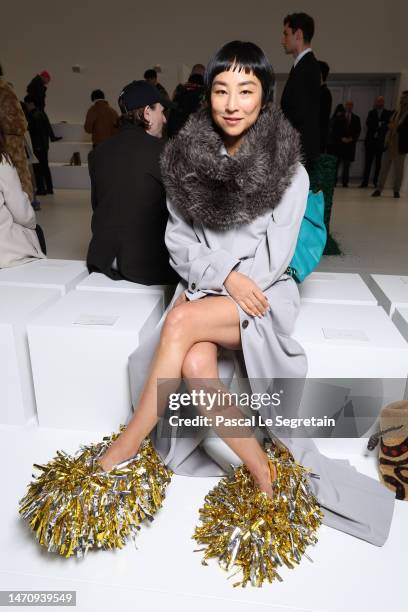 Greta Lee attends the Loewe Womenswear Fall Winter 2023-2024 show as part of Paris Fashion Week on March 03, 2023 in Paris, France.