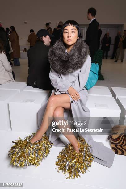 Greta Lee attends the Loewe Womenswear Fall Winter 2023-2024 show as part of Paris Fashion Week on March 03, 2023 in Paris, France.