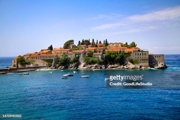 sveti stefan - budva stock pictures, royalty-free photos & images