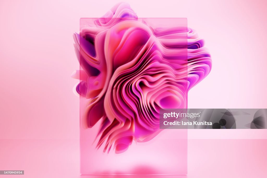 Abstract layered pink background. Beauty 3D pattern. Place for text and design.