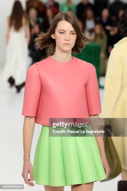 Model walks the runway during the Loewe Womenswear Fall Winter 2023-2024 show as part of Paris Fashion Week on March 03, 2023 in Paris, France.