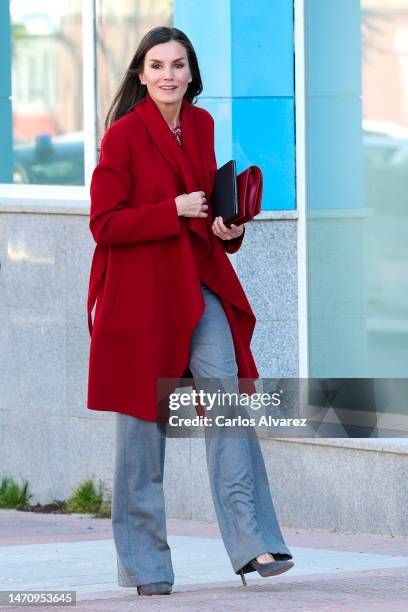Queen Letizia of Spain attends a meeting at the UNICEF headquarters on March 03, 2023 in Madrid, Spain.