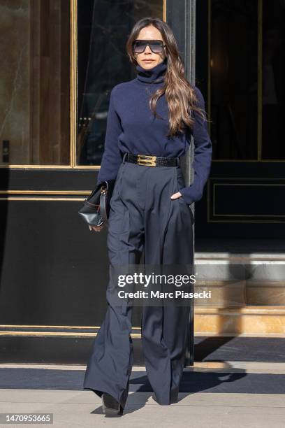 Victoria Beckham is seen on March 03, 2023 in Paris, France.