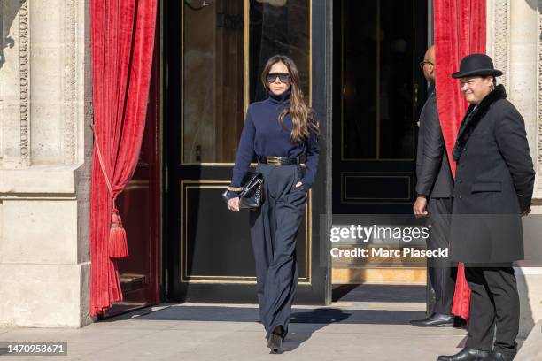 Victoria Beckham is seen on March 03, 2023 in Paris, France.