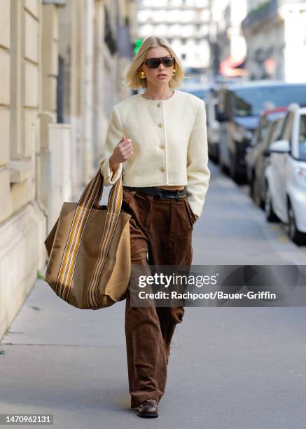 Elsa Hosk is seen on March 02, 2023 in Paris, France.