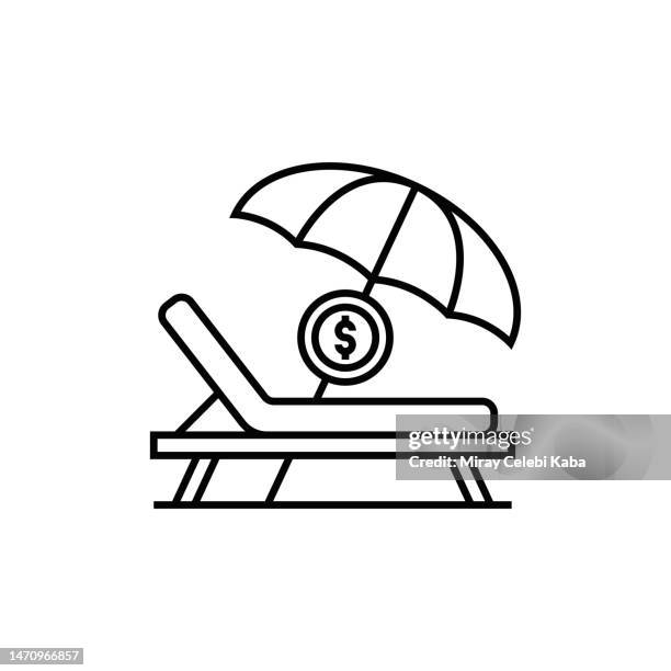 paid vacation and employee benefits line icon - sick pay stock illustrations