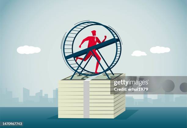futile work - man treadmill stock illustrations