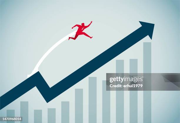 booming report - people jumping stock illustrations