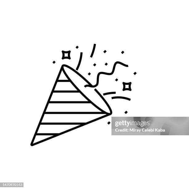 party popper line icon - petard stock illustrations