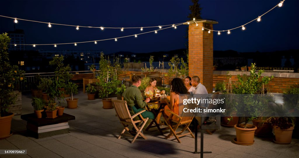 Friends having dinner