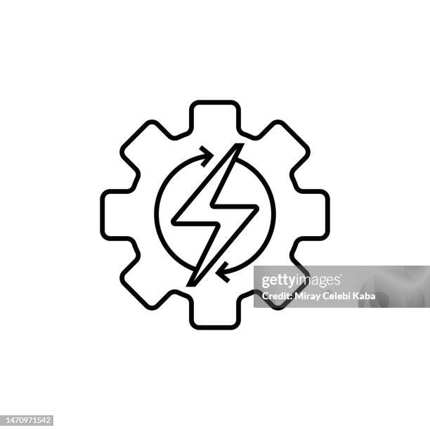 power industry line icon - turbine stock-grafiken, -clipart, -cartoons und -symbole