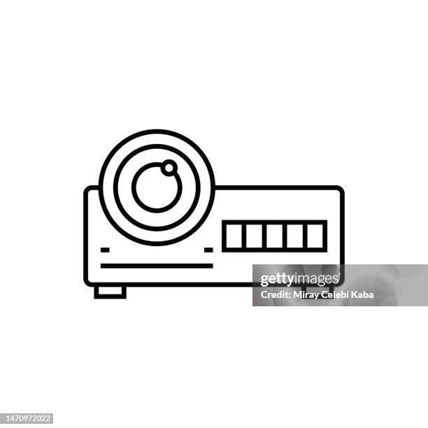 projector technologic equipment line icon - classroom projector stock illustrations