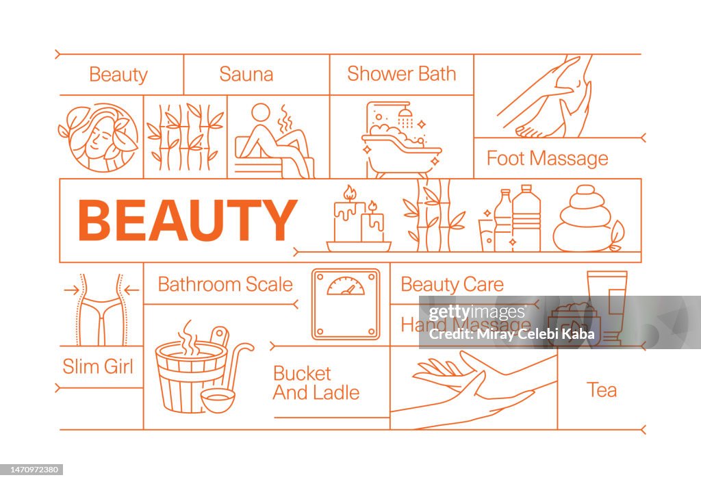 Beauty Line Icon Set y diseño de banner