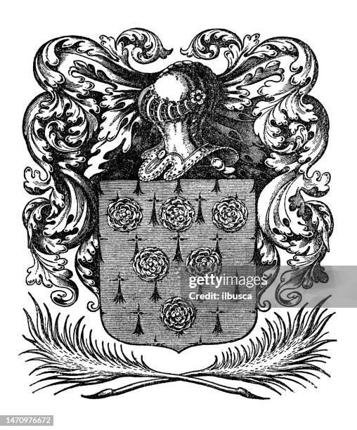antique bookplate: francis de malherbe - bookplate stock illustrations