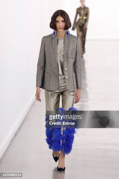 Model walks the runway during the Giambattista Valli Womenswear Fall Winter 2023-2024 show as part of Paris Fashion Week on March 3, 2023 in Paris,...