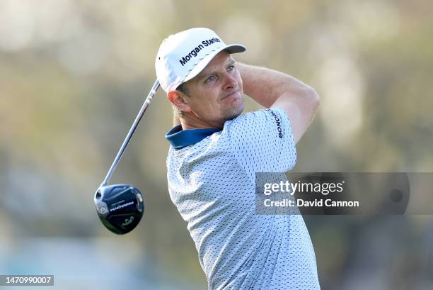 Justin Rose of England plays his tee shot on the 12th hole during the second round of the Arnold Palmer Invitational presented by Mastercard at...