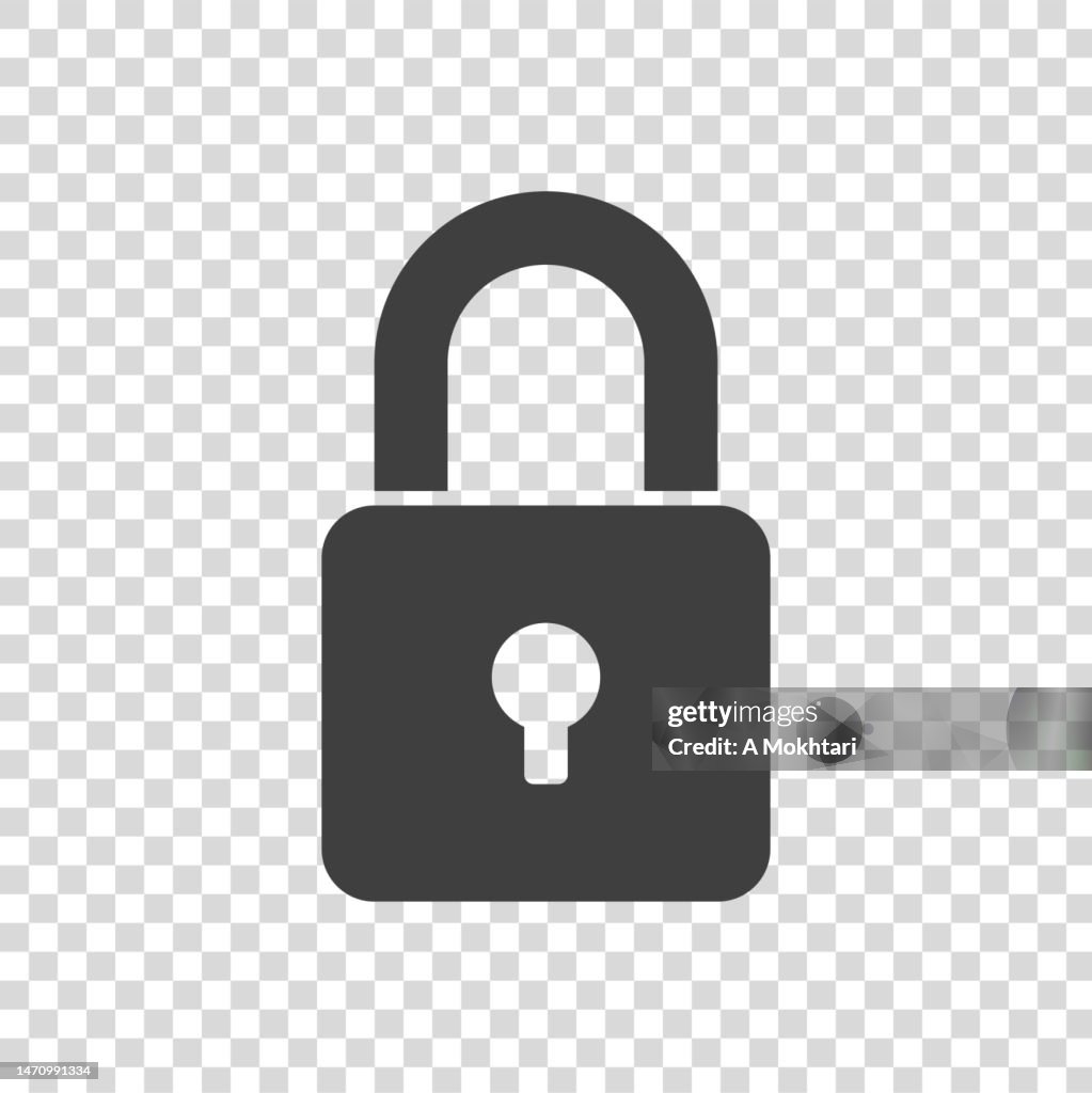 南京錠のアイコンは透明な背景にあります。