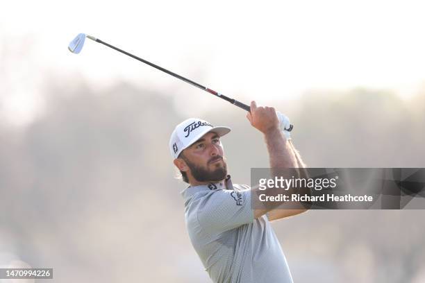 Max Homa of the United States plays his shot from the 14th tee during the second round of the Arnold Palmer Invitational presented by Mastercard at...