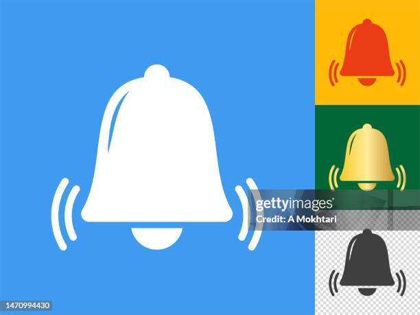 bell icon set. - notification bell stock illustrations