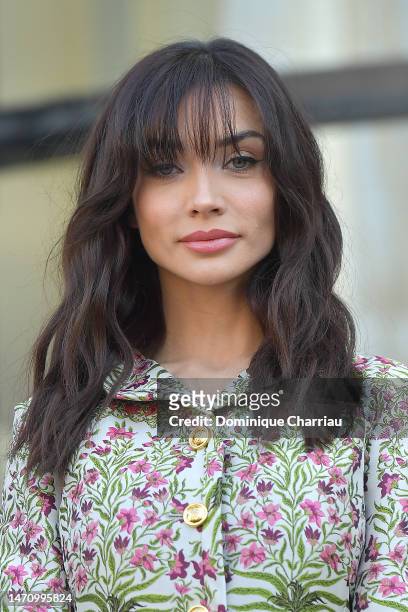 Amy Jackson attends the Giambattista Valli Womenswear Fall Winter 2023-2024 show as part of Paris Fashion Week on March 03, 2023 in Paris, France.