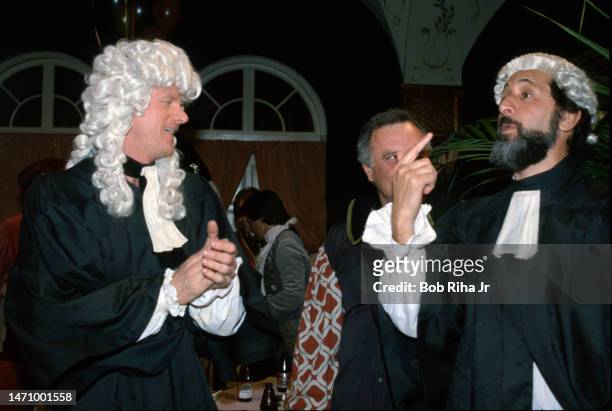 Actor and Comedians Ed Begley Jr. And Richard Libertini at Cast Party to honor stars of past 'Fairytale Theatre' shows, March 6, 1985 in Los Angeles,...
