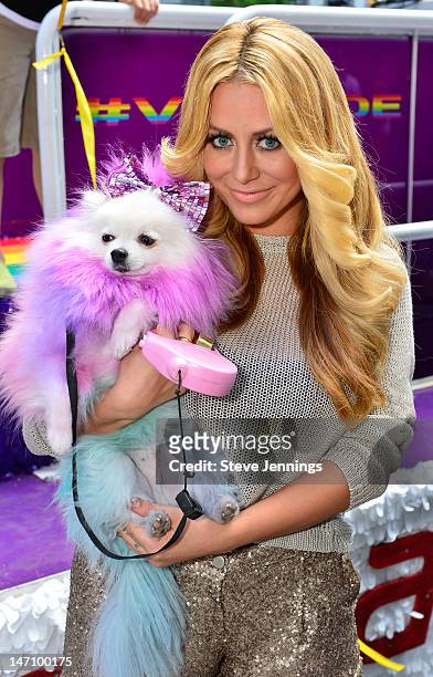 Aubrey O'Day appears on the Virgin America "Ride With Pride" Float at the San Francisco Gay Pride Parade on June 24, 2012 in San Francisco,...