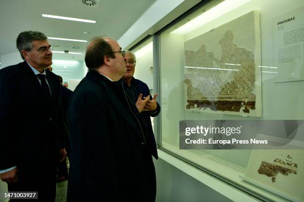 The Minister of Culture and Sport, Miquel Iceta, visits the archaeological site of Huerta Rufino located inside the State Public Library 'Adolfo...